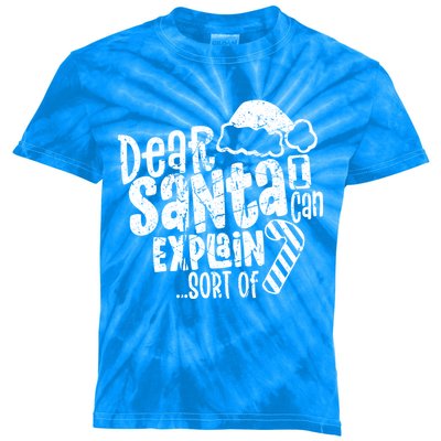 Dear Santa I Can Explain Funny Cute Christmas Vintage Cute Gift Kids Tie-Dye T-Shirt