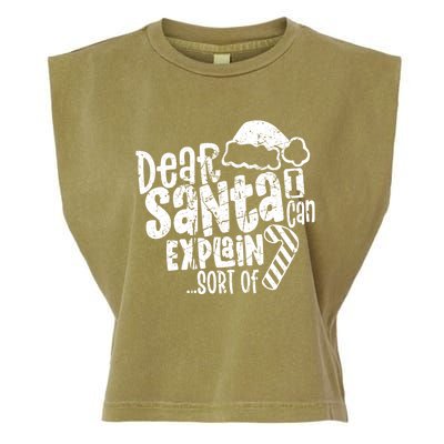 Dear Santa I Can Explain Funny Cute Christmas Vintage Cute Gift Garment-Dyed Women's Muscle Tee