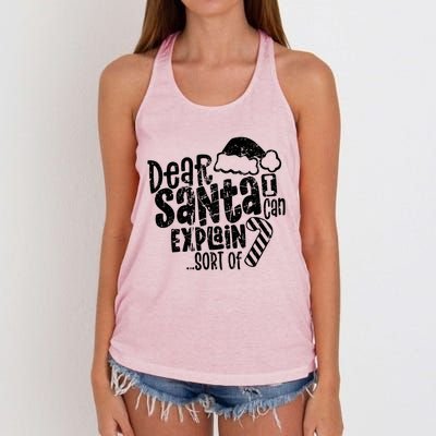 Dear Santa I Can Explain Funny Cute Christmas Vintage Cute Gift Women's Knotted Racerback Tank