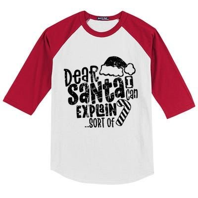 Dear Santa I Can Explain Funny Cute Christmas Vintage Cute Gift Kids Colorblock Raglan Jersey