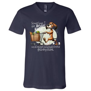 Dog Sometimes I Get Road Rage Walking Behind People V-Neck T-Shirt