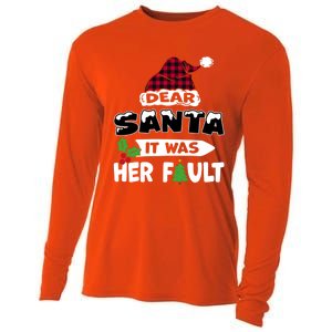 Dear Santa It Was Her Fault His And Her Christmas Meaningful Gift Cooling Performance Long Sleeve Crew