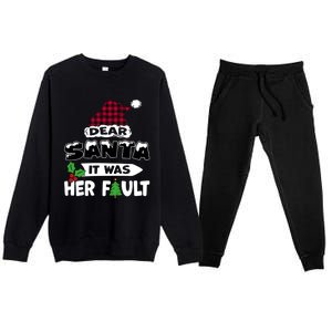 Dear Santa It Was Her Fault His And Her Christmas Meaningful Gift Premium Crewneck Sweatsuit Set