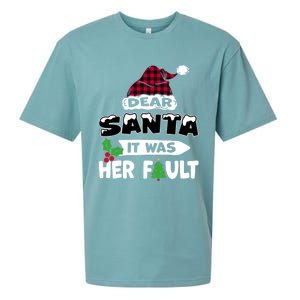 Dear Santa It Was Her Fault His And Her Christmas Meaningful Gift Sueded Cloud Jersey T-Shirt