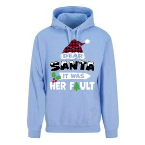 Dear Santa It Was Her Fault His And Her Christmas Meaningful Gift Unisex Surf Hoodie