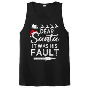 Dear Santa It Was His Fault Funny Xmas Pajama For Christmas Gift PosiCharge Competitor Tank