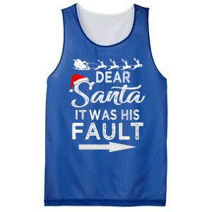 Dear Santa It Was His Fault Funny Xmas Pajama For Christmas Gift Mesh Reversible Basketball Jersey Tank