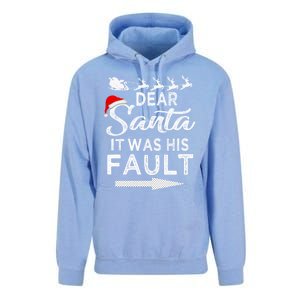 Dear Santa It Was His Fault Funny Xmas Pajama For Christmas Gift Unisex Surf Hoodie