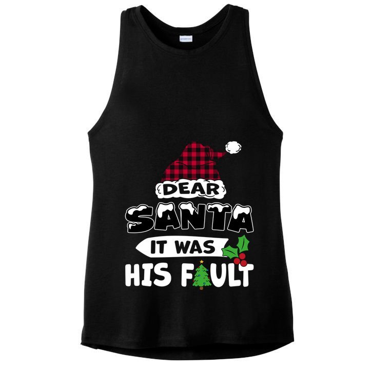 Dear Santa It Was His Fault His And Her Christmas Cute Gift Ladies PosiCharge Tri-Blend Wicking Tank