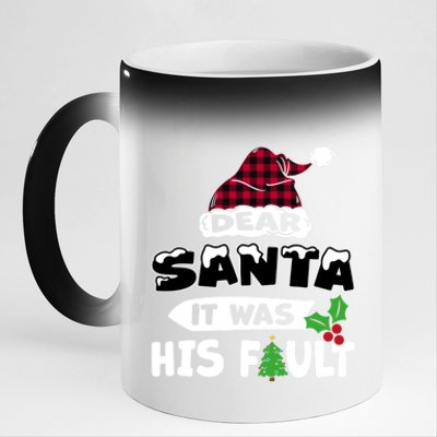 Dear Santa It Was His Fault His And Her Christmas Cute Gift 11oz Black Color Changing Mug