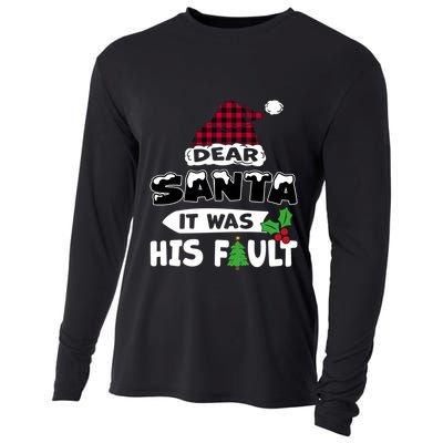 Dear Santa It Was His Fault His And Her Christmas Cute Gift Cooling Performance Long Sleeve Crew