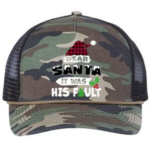 Dear Santa It Was His Fault His And Her Christmas Cute Gift Retro Rope Trucker Hat Cap