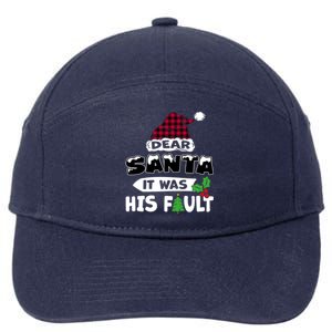 Dear Santa It Was His Fault His And Her Christmas Cute Gift 7-Panel Snapback Hat