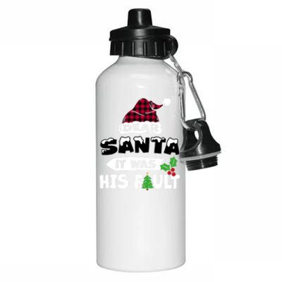 Dear Santa It Was His Fault His And Her Christmas Cute Gift Aluminum Water Bottle