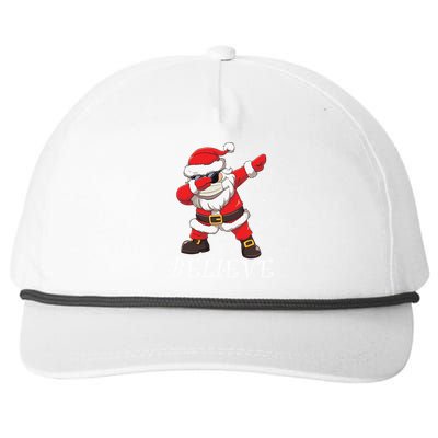 Dabbing Santa In Face Mask Sunglasses Believe Christmas Gift Snapback Five-Panel Rope Hat