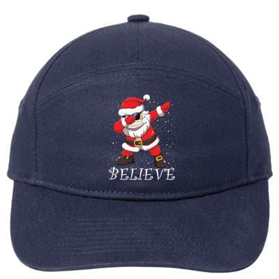 Dabbing Santa In Face Mask Sunglasses Believe Christmas Gift 7-Panel Snapback Hat