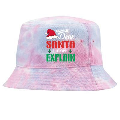 Dear Santa I Can Explain Gift Christmas Funny Novelty Gift Tie-Dyed Bucket Hat