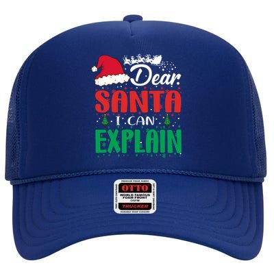 Dear Santa I Can Explain Gift Christmas Funny Novelty Gift High Crown Mesh Back Trucker Hat