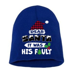 Dear Santa It Was His Fault His And Her Christmas Gift Short Acrylic Beanie