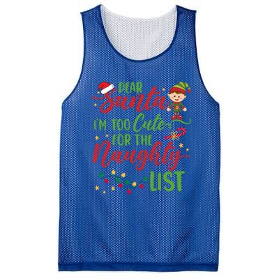 Dear Santa Im Too Cute For The Naughty List Christmas Gift Mesh Reversible Basketball Jersey Tank