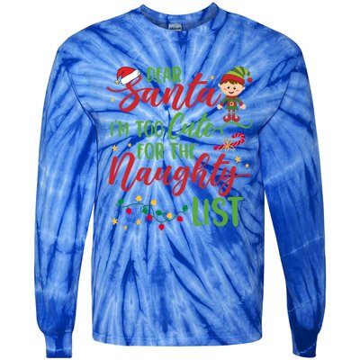 Dear Santa Im Too Cute For The Naughty List Christmas Gift Tie-Dye Long Sleeve Shirt