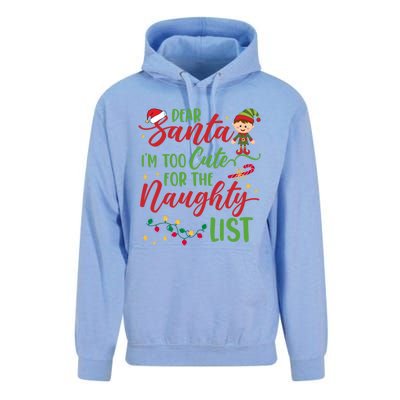 Dear Santa Im Too Cute For The Naughty List Christmas Gift Unisex Surf Hoodie