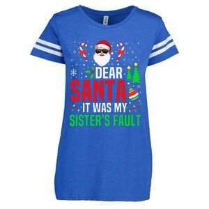 Dear Santa It Was My SisterS Fault Funny Christmas Pajamas Enza Ladies Jersey Football T-Shirt