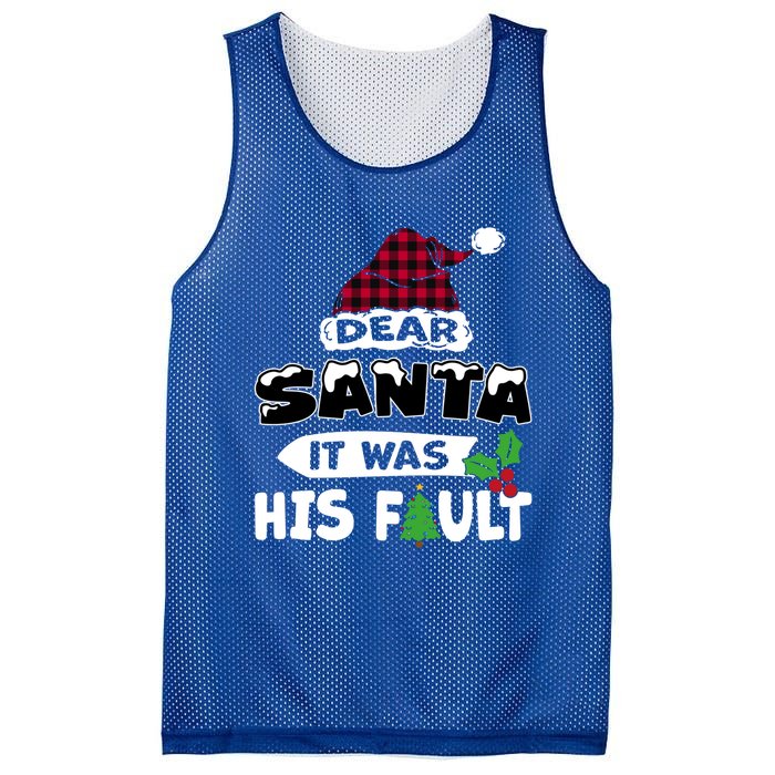 Dear Santa It Was His Fault His And Her Christmas Gift Mesh Reversible Basketball Jersey Tank