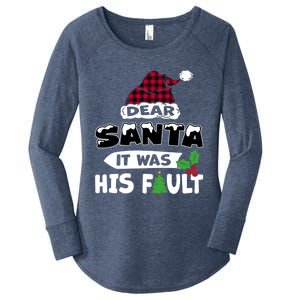 Dear Santa It Was His Fault His And Her Christmas Gift Women's Perfect Tri Tunic Long Sleeve Shirt