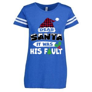 Dear Santa It Was His Fault His And Her Christmas Gift Enza Ladies Jersey Football T-Shirt