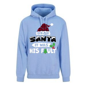 Dear Santa It Was His Fault His And Her Christmas Gift Unisex Surf Hoodie