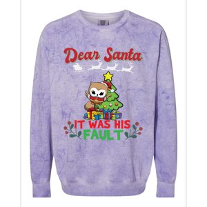 Dear Santa It Was His Fault Siblings Matching Xmas Gift Colorblast Crewneck Sweatshirt