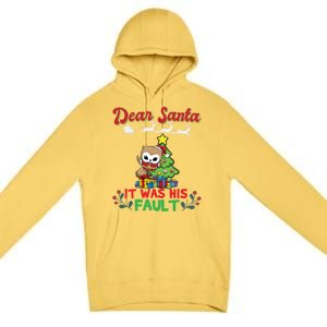 Dear Santa It Was His Fault Siblings Matching Xmas Gift Premium Pullover Hoodie