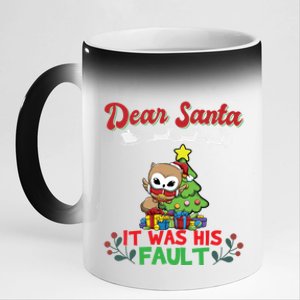 Dear Santa It Was His Fault Siblings Matching Xmas Gift 11oz Black Color Changing Mug