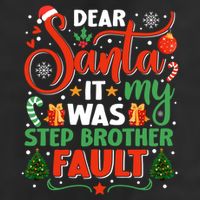 Dear Santa It Was My Stepbrother Fault Family Xmas Holyday Gift 7 Panel Mesh Trucker Snapback Hat