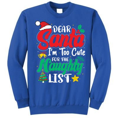 Dear Santa I'm Too Cute For Naughty List Funny Christmas Gift Tall Sweatshirt