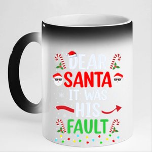 Dear Santa It Was His Fault Xmas Couples Christmas Gift 11oz Black Color Changing Mug