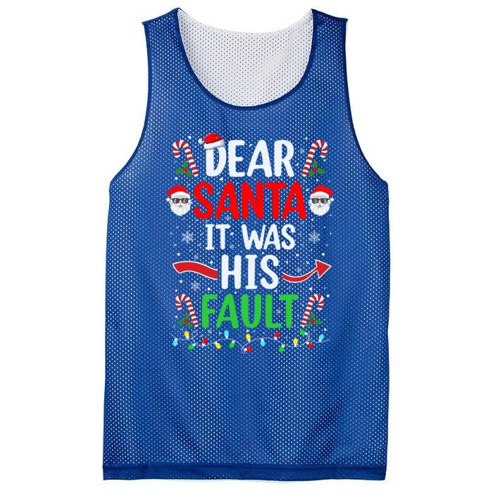 Dear Santa It Was His Fault Xmas Couples Christmas Gift Mesh Reversible Basketball Jersey Tank