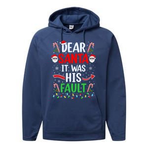 Dear Santa It Was His Fault Xmas Couples Christmas Gift Performance Fleece Hoodie