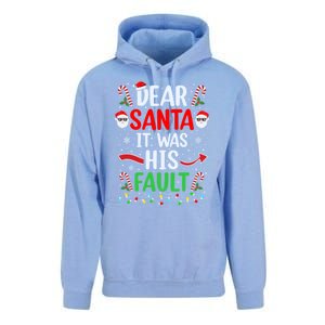 Dear Santa It Was His Fault Xmas Couples Christmas Gift Unisex Surf Hoodie