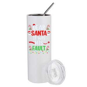 Dear Santa It Was His Fault Xmas Couples Christmas Gift Stainless Steel Tumbler