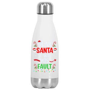 Dear Santa It Was His Fault Xmas Couples Christmas Gift Stainless Steel Insulated Water Bottle