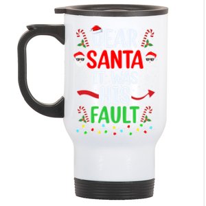 Dear Santa It Was His Fault Xmas Couples Christmas Gift Stainless Steel Travel Mug