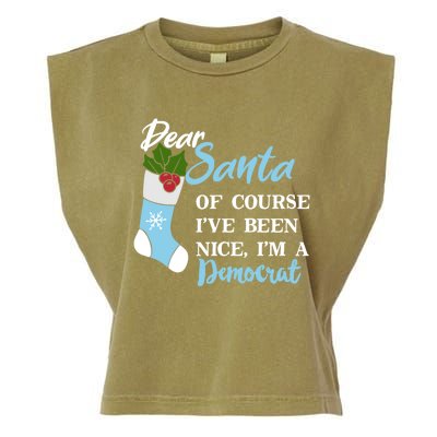 Dear Santa IVe Been Nice IM A Democrat Funny Christmas Funny Gift Garment-Dyed Women's Muscle Tee