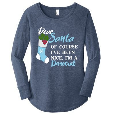 Dear Santa IVe Been Nice IM A Democrat Funny Christmas Funny Gift Women's Perfect Tri Tunic Long Sleeve Shirt