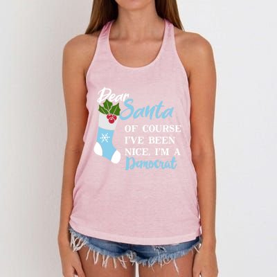 Dear Santa IVe Been Nice IM A Democrat Funny Christmas Funny Gift Women's Knotted Racerback Tank