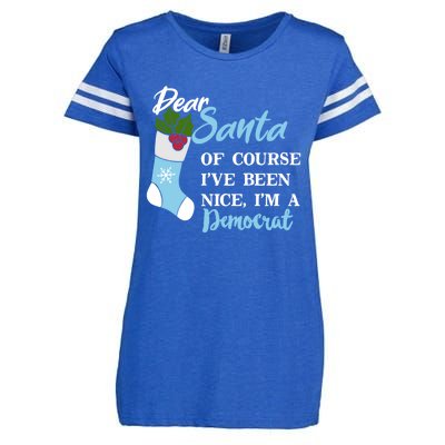 Dear Santa IVe Been Nice IM A Democrat Funny Christmas Funny Gift Enza Ladies Jersey Football T-Shirt