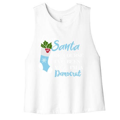 Dear Santa IVe Been Nice IM A Democrat Funny Christmas Funny Gift Women's Racerback Cropped Tank