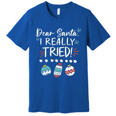 Dear Santa I Really Tried Family Group Christmas Matching Gift Premium T-Shirt