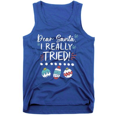 Dear Santa I Really Tried Family Group Christmas Matching Gift Tank Top